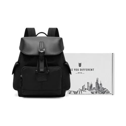MYD Microfiber Synthetic Leather 13-Inch Laptop Backpack Regular Women's Black/Dark Blue