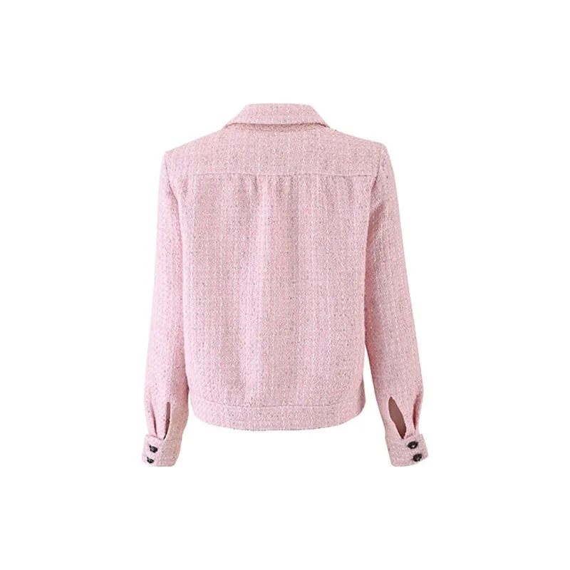 CHARM PICK Cropped Coats Women's Pink-1