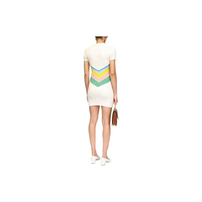 CASABLANCA FW24 Pre Fall Collection Short Sleeved Dress Women's White-3