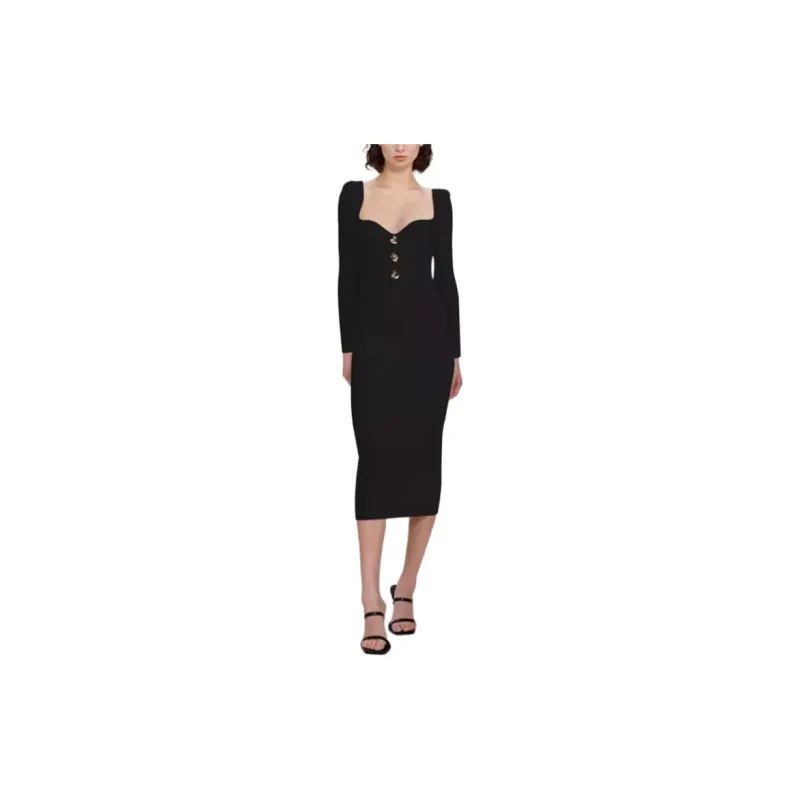 Self portrait Long Sleeved Dress Women's Classic Black-1