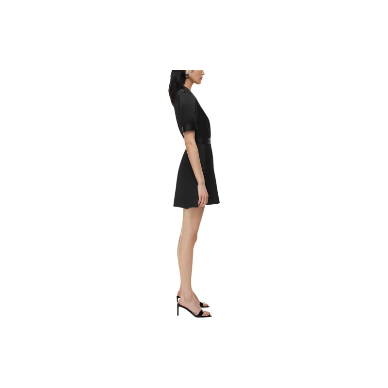 ARITZIA Babaton Hyde Satin Mini Dress Short-Sleeved Dresses Women's Black-4