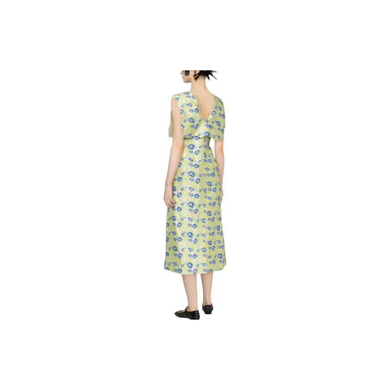 GANNI Jacquard-pattern V-neck Dress-2