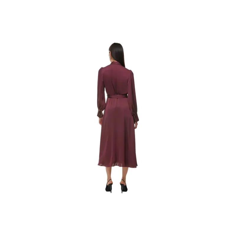 ARITZIA Babaton Hyde Satin Midi Dress Long-Sleeved Dresses Women's Spiced Burgundy-3