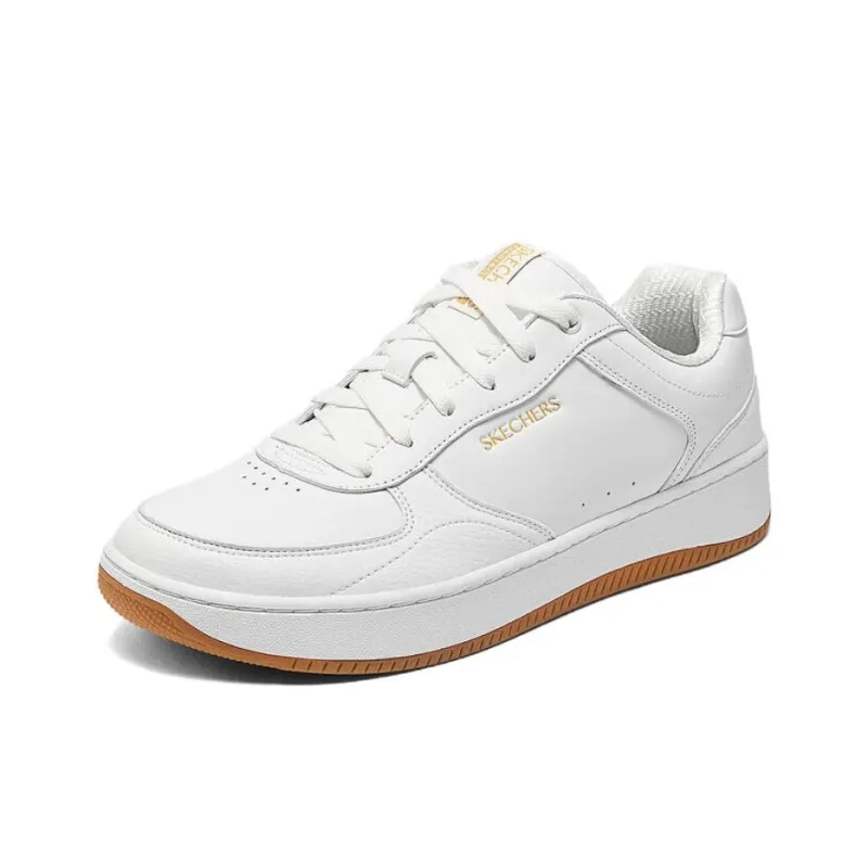 Skechers Court Classics Anti Slip Wear Resistant Breathable Support Low Top Skateboard Shoes Men's White Yellow-1
