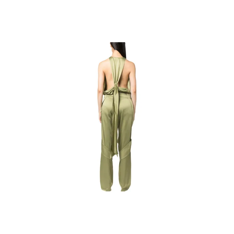 Blumarine Plunging V-Neck Open Back Satin Bodysuit-3
