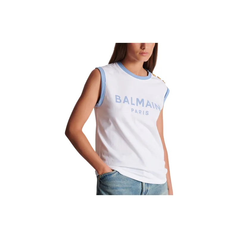 BALMAIN 3 Button Logo print Cotton Top-4