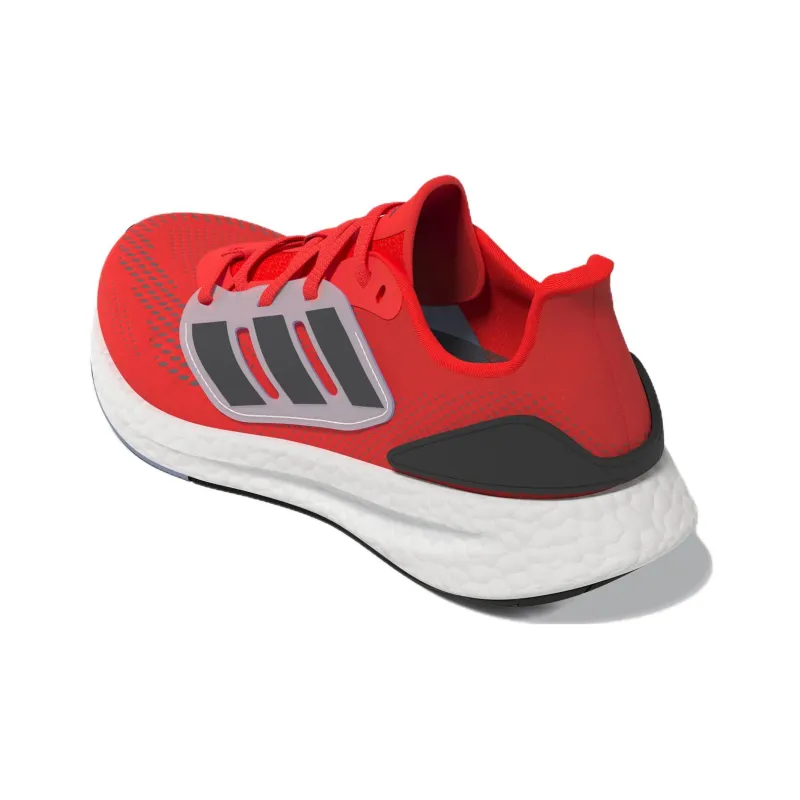 Adidas Pureboost 22 Breathable Low Top Running Shoes Black Red Teenagers-3