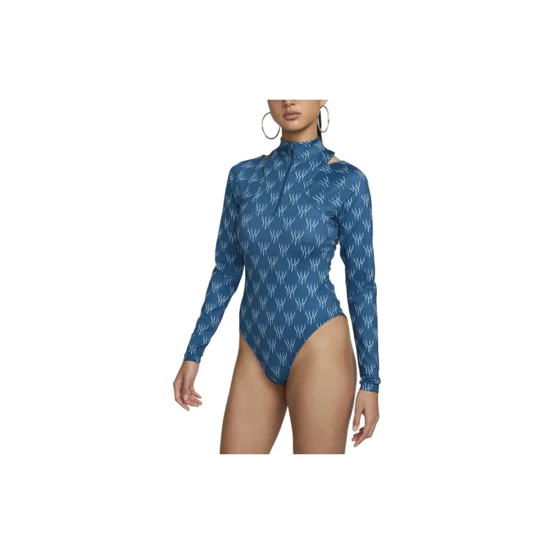 Nike Women's Long-Sleeve Bodysuit Workout Clothing Women's Blue-1
