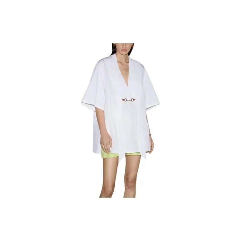 GUCCI Short Sleeved Dress Women's White-1