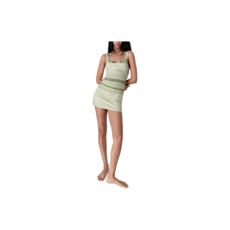 ZARA Sleeveless Dress Women's Gray White-3