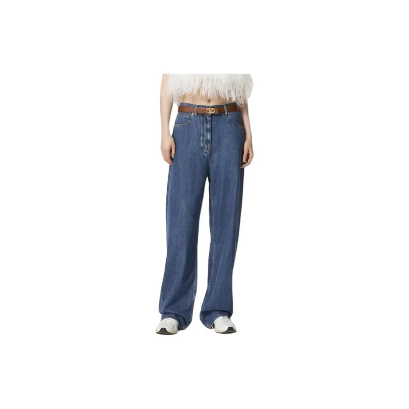 Valentino Logo Patch Straight Leg Jeans-1
