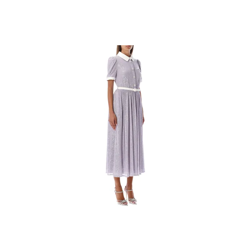 Self-portrait Short-Sleeved Dresses Women's Light Lavender-2