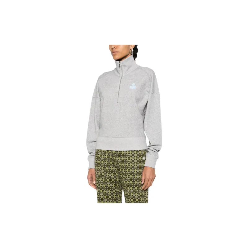 ISABEL MARANT ETOILE Ross Logo Flocked Zip Up Sweatshirt-3