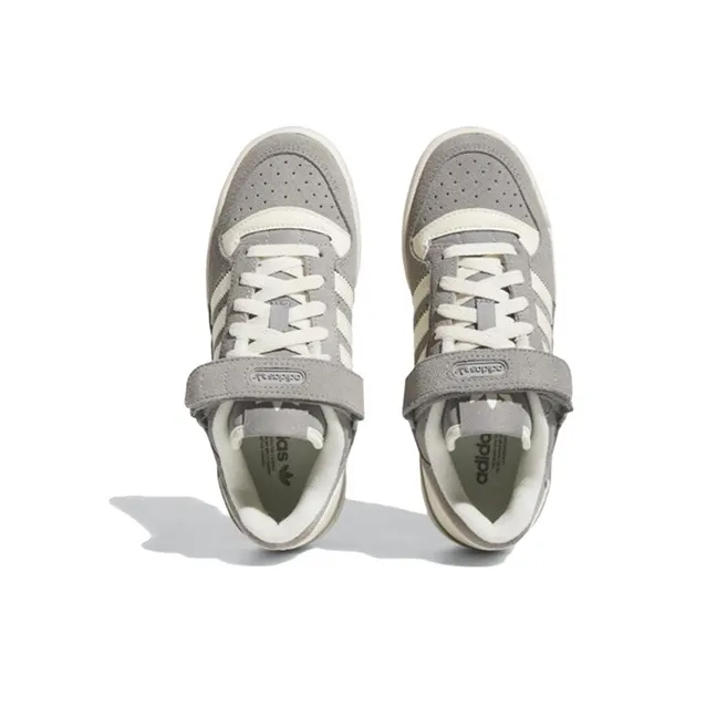 Adidas Originals FORUM J Anti Slip Wear Resistant Low Top Skateboard Shoes Gray White Teenagers-4
