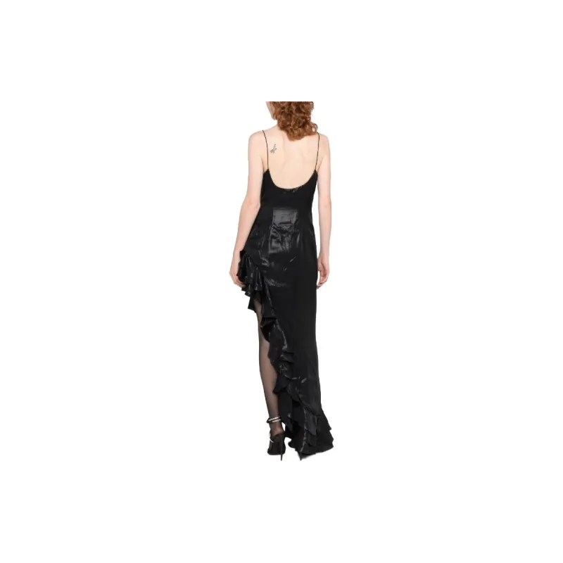 Alessandra Rich Ruffled Asymmetrical Midi Dress-4