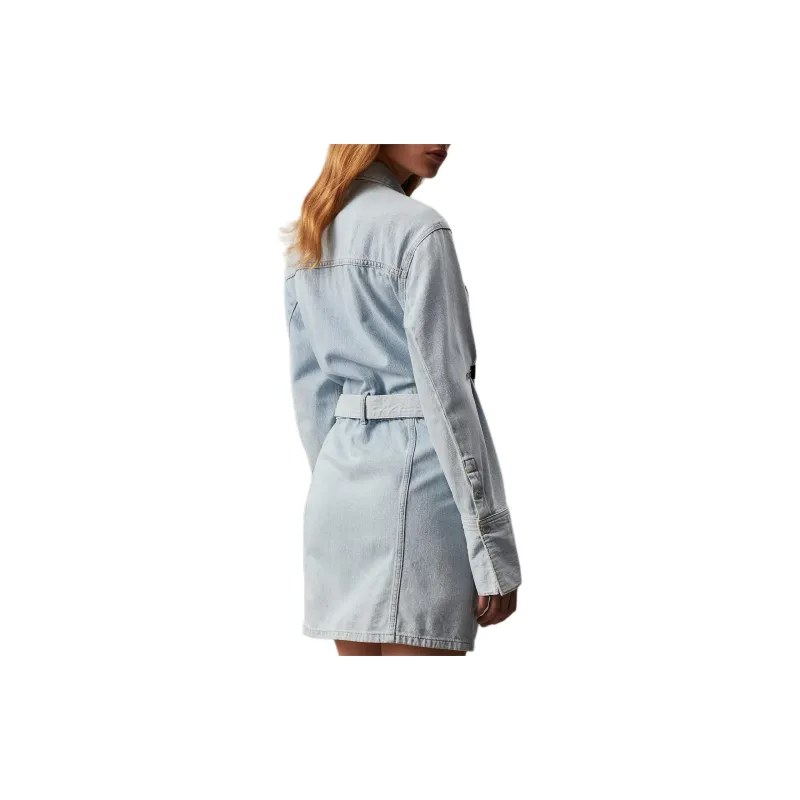 CALVIN KLEIN Long Sleeved Dress Europe Version Women's Pink Blue-1