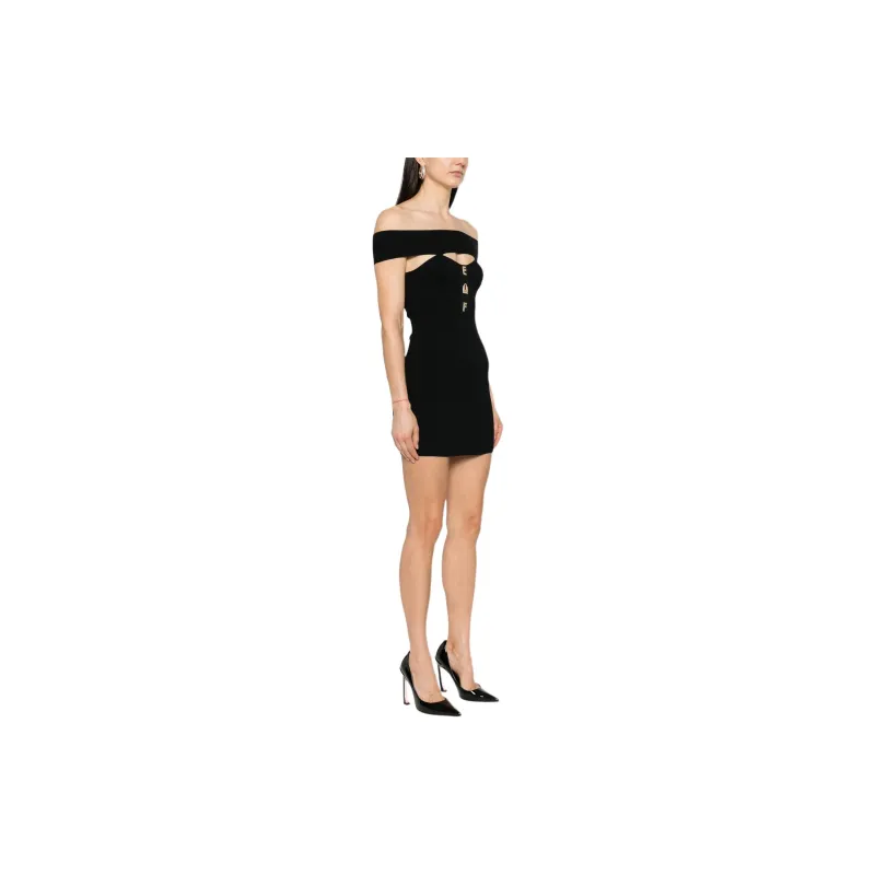 Elisabetta Franchi Logo Lettering Ribbed Mini Dress-3