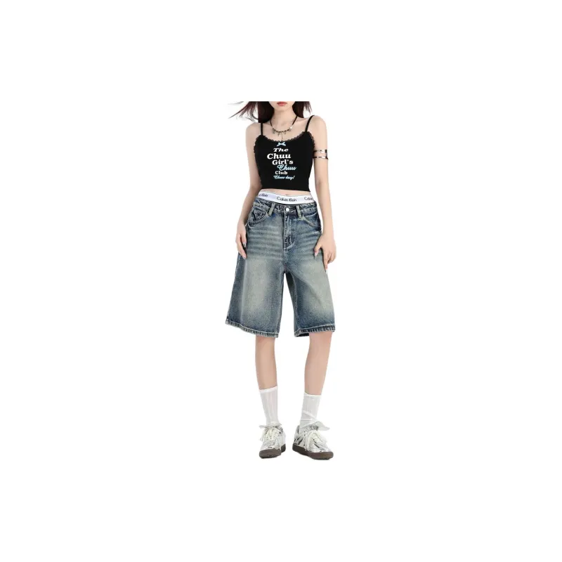 ZNZX Denim Shorts Women's Vintage Blue-2