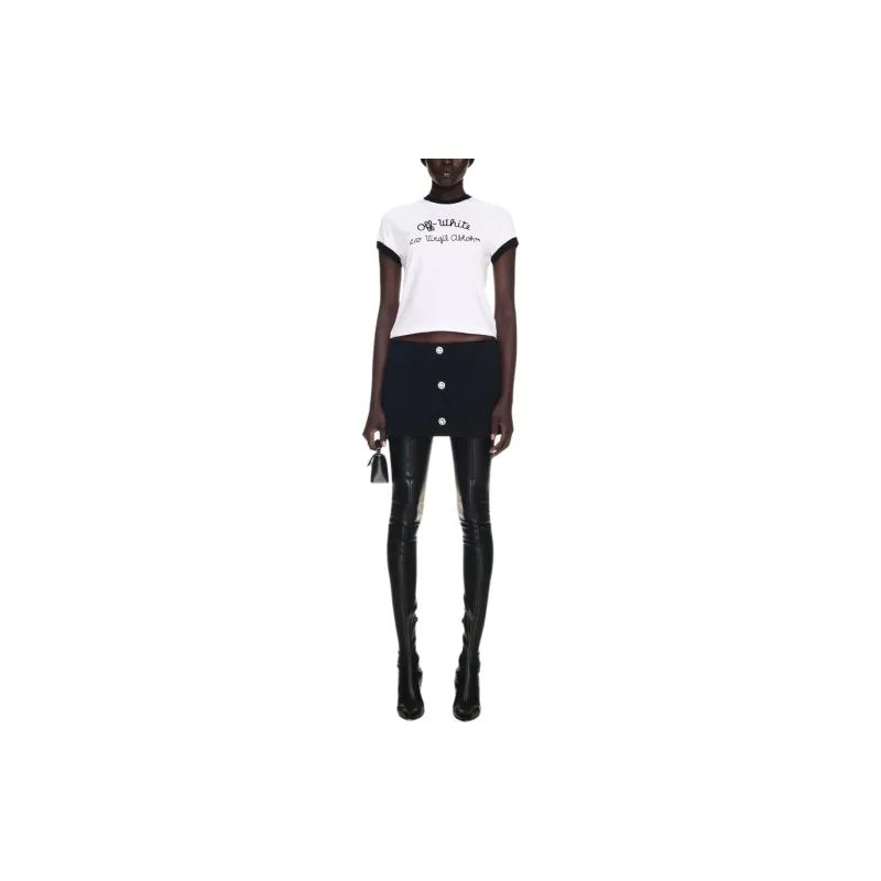OFF WHITE Logo embroidered T shirt-3