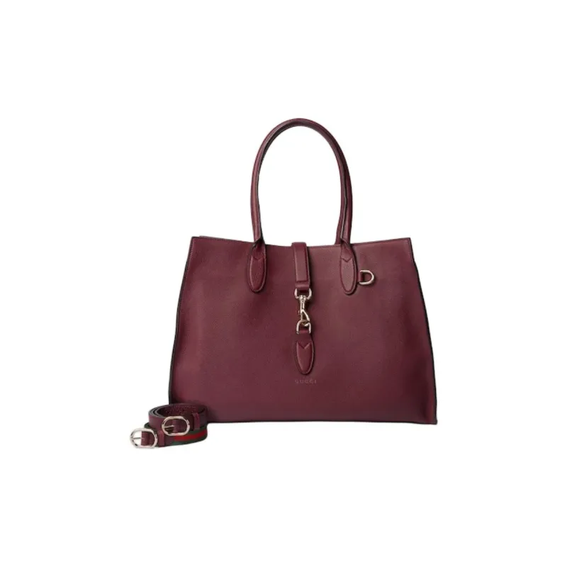 GUCCI Leather Tote Bag Shopping Bag Shoulder Bag Handbag Large Size Women's Red-1