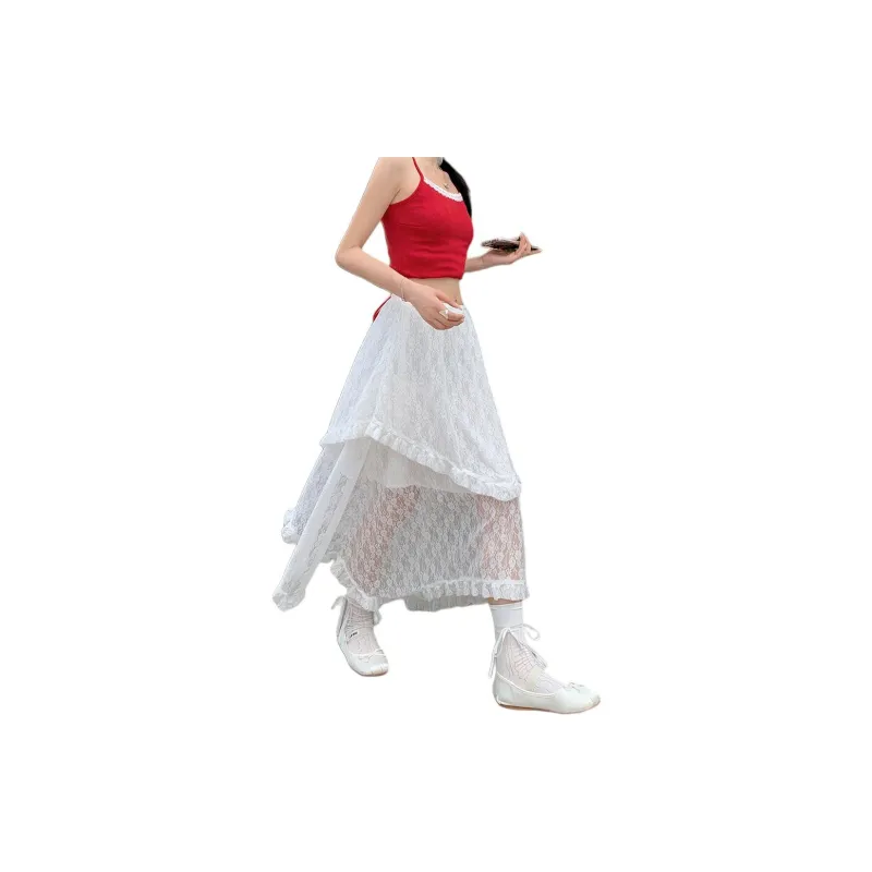 Kazakhstan Casual Long Skirts Women's White-3