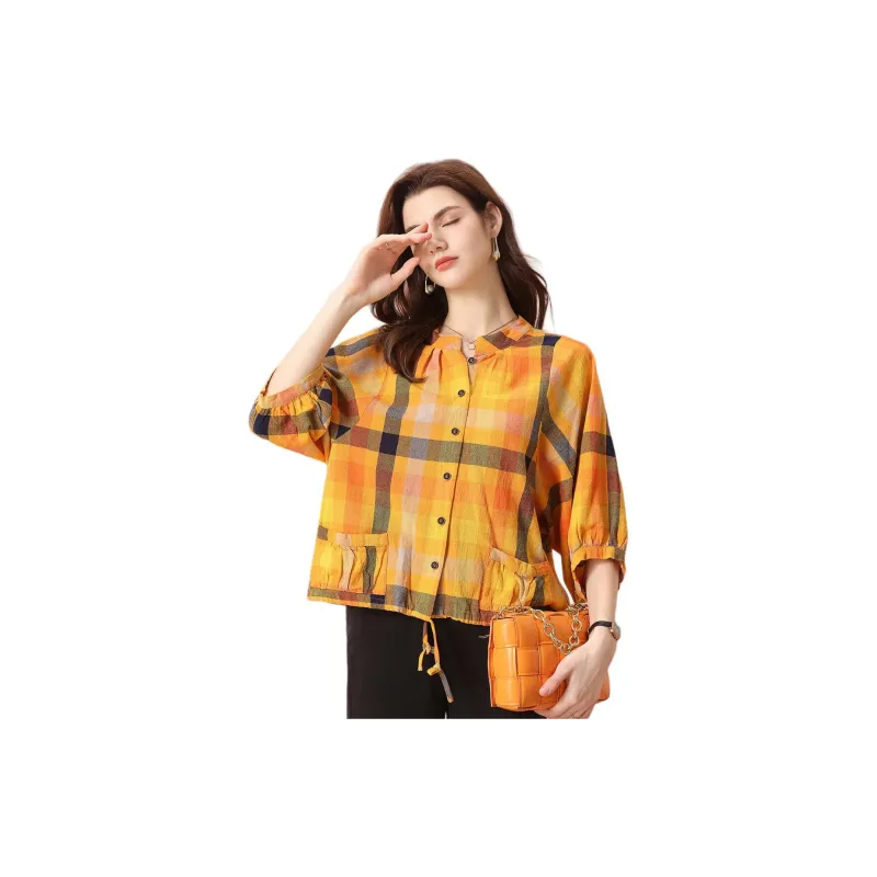 FENHONGMALI Shirt Women's Yellow-2