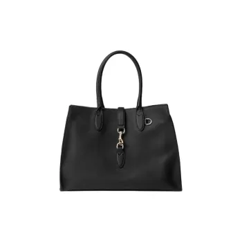 GUCCI Leather Tote Bag Shopping Bag Shoulder Bag Handbag Large Size Women's Black