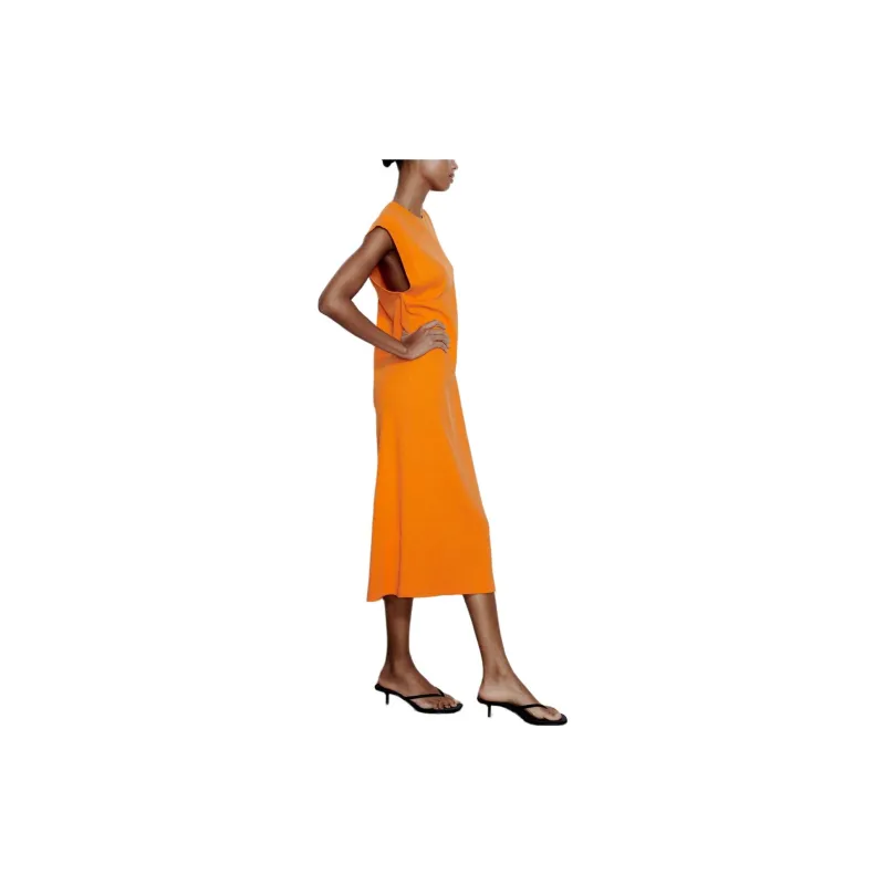 ZARA Sleeveless Dress Women's Orange-1