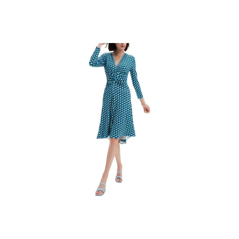 DVF Diane Von Furstenberg Jerry Geometric print Flared Dress-5
