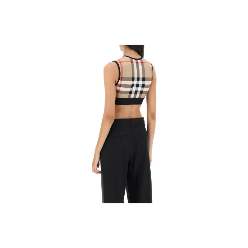 Burberry Vintage Check pattern Sleeveless Crop Top-2