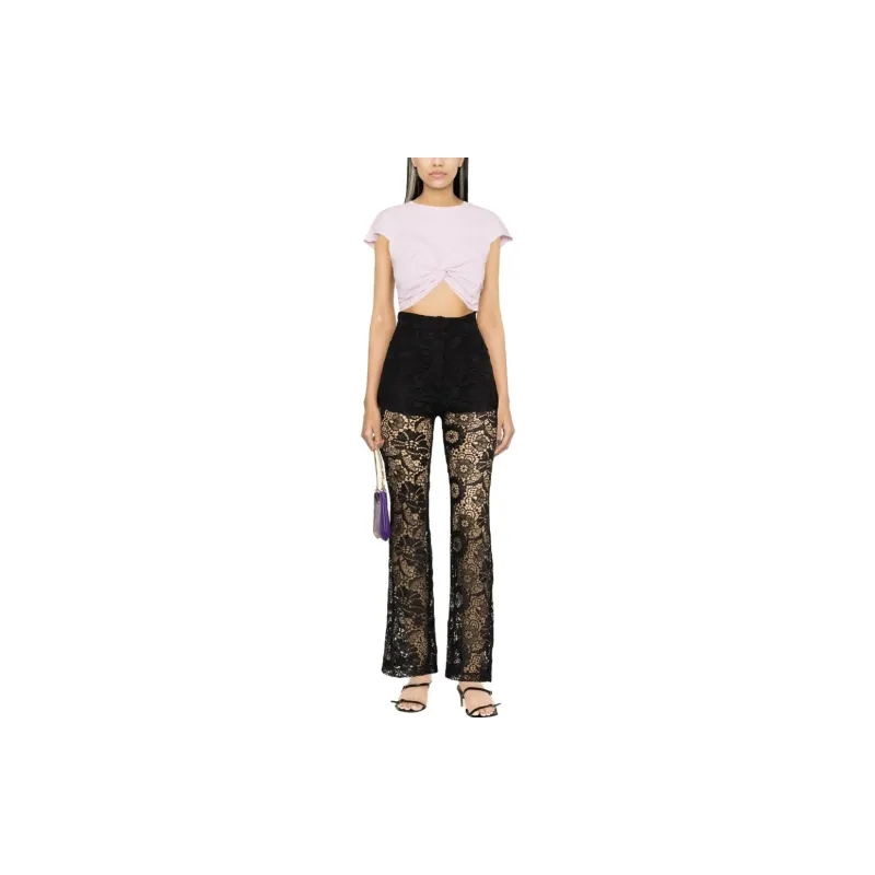 SABINA MUSAYEV Floral-lace Flared Trousers-1