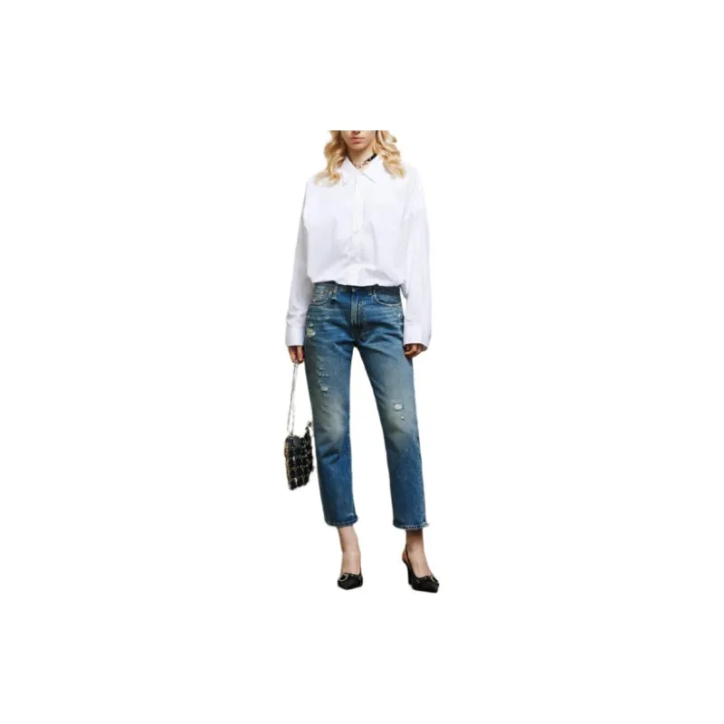 R13 Boyfriend Mid Rise Distressed Jeans-1