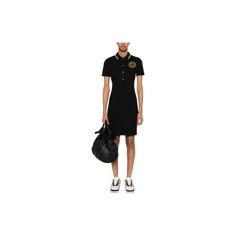 VERSACE JEANS COUTURE V Emblem Cotton Polo Minidress-1