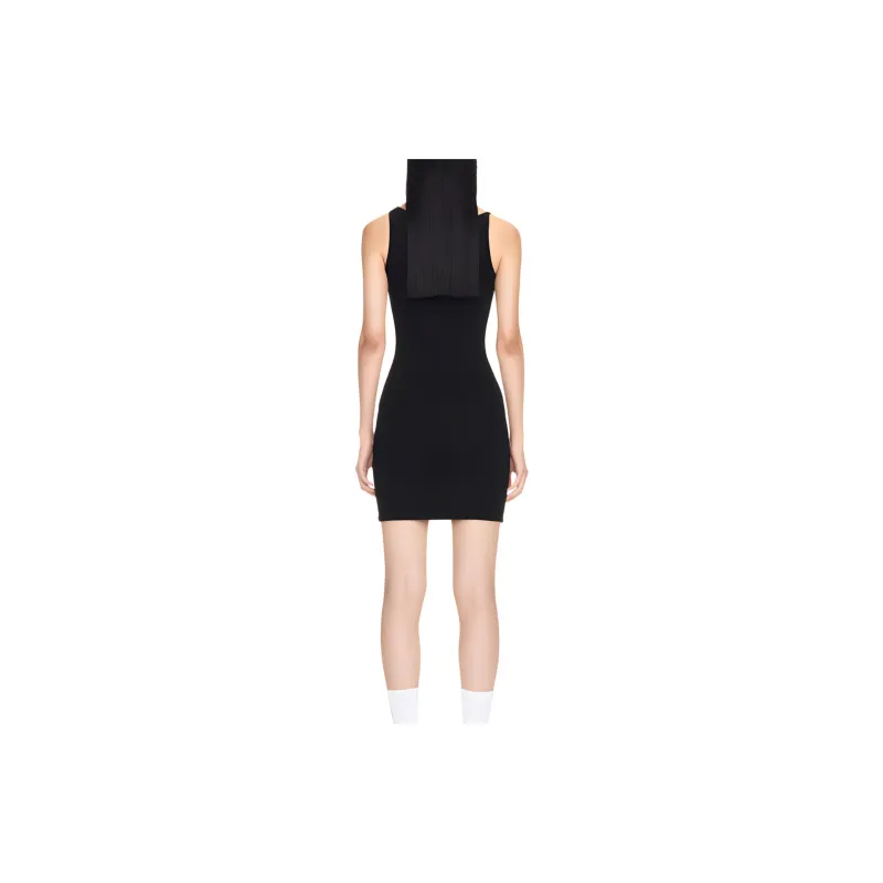 OFF WHITE Off Stamp Basic Rib Dress Black/White-5
