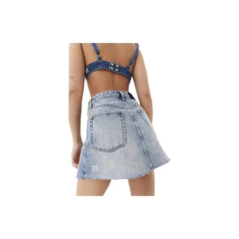 Ksubi Denim Short Skirts Women's Light Blue-1