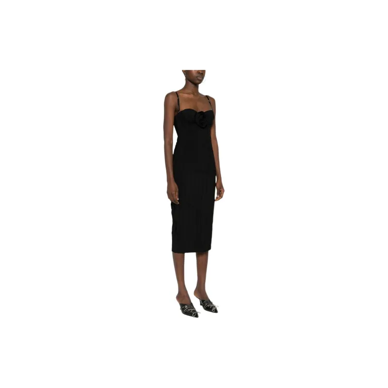 Blumarine 3D Rose Patch Midi Pleated Dress-3