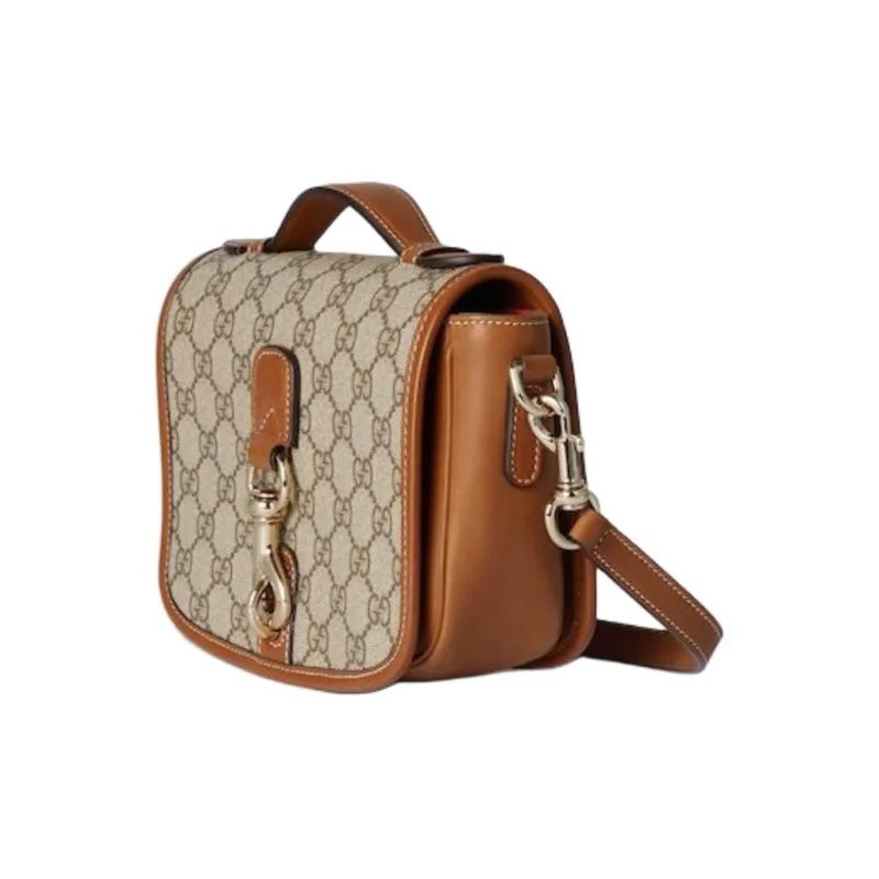 GUCCI Coated Canvas Portable Crossbody Bag, Shoulder Bag Mini Women's Beige & Dark Brown-1