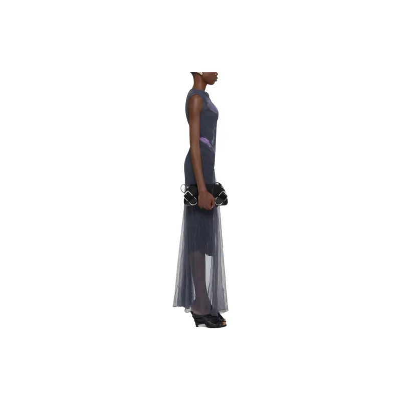 GIVENCHY Dress In Floral Dévoré Satin Jersey Sleeveless Dress Women's Purple-3
