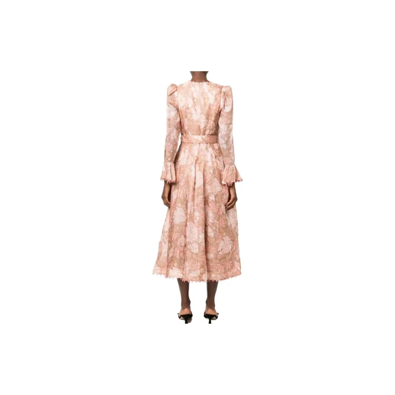 Zimmermann FW22 Long-Sleeved Dresses Women's Coral Pink-1