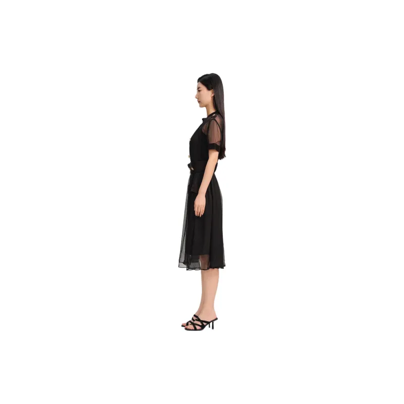 Blood Glitter Short-Sleeved Dresses Women's Black-1