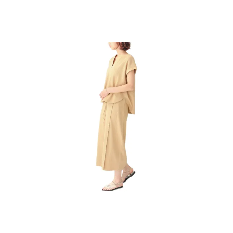 Beams Short Sleeved Dresses Women's Mustard-3