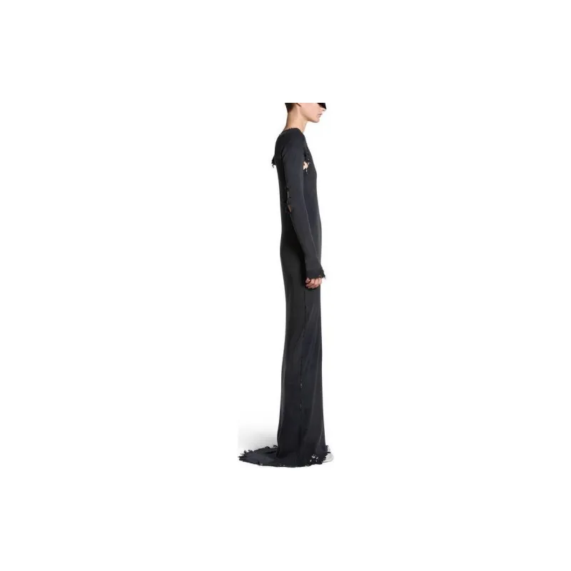 Balenciaga Long Sleeve Lingery Maxi Dress 'Washed Black'-4