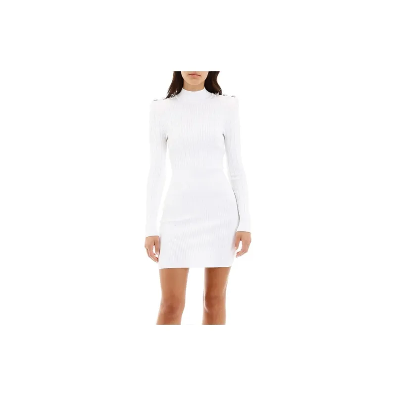 BALMAIN Long-Sleeved Dresses Women's White-1