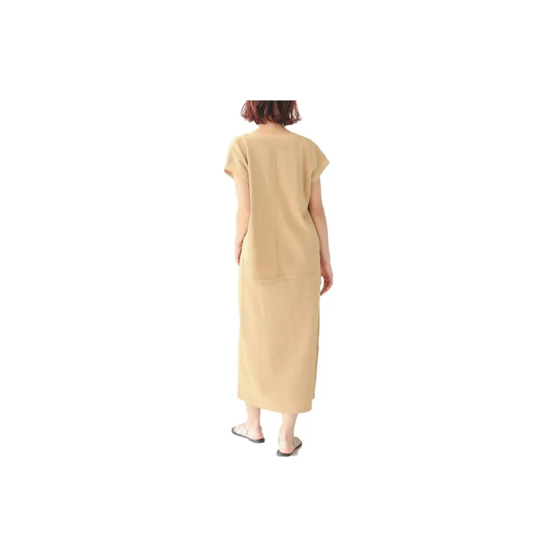 Beams Short Sleeved Dresses Women's Mustard-2