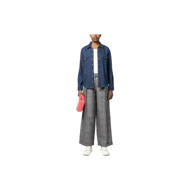 KENZO Wavy Check Wide leg Tailored Trousers-1