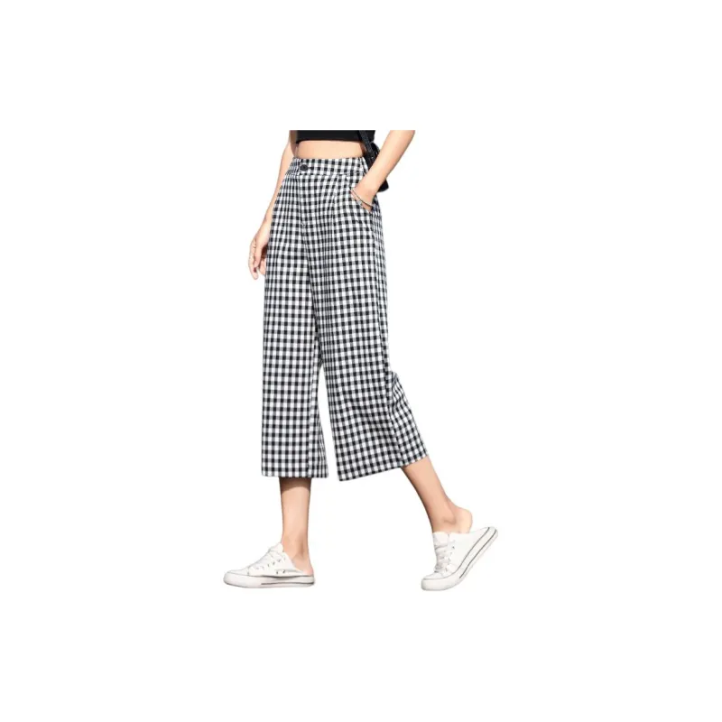 You Cow Me Pants SS24 Casual Pants Women's Black White Plaid-2