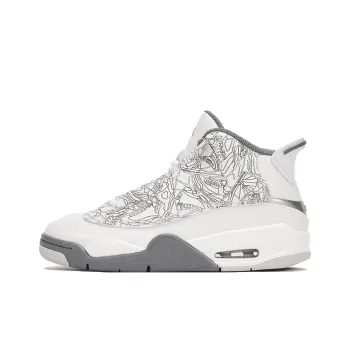 Jordan Dub Zero Slip Resistant Cushioning Abrasion Resistant Mid Top Children's Basketball Shoes White Gray Teenagers