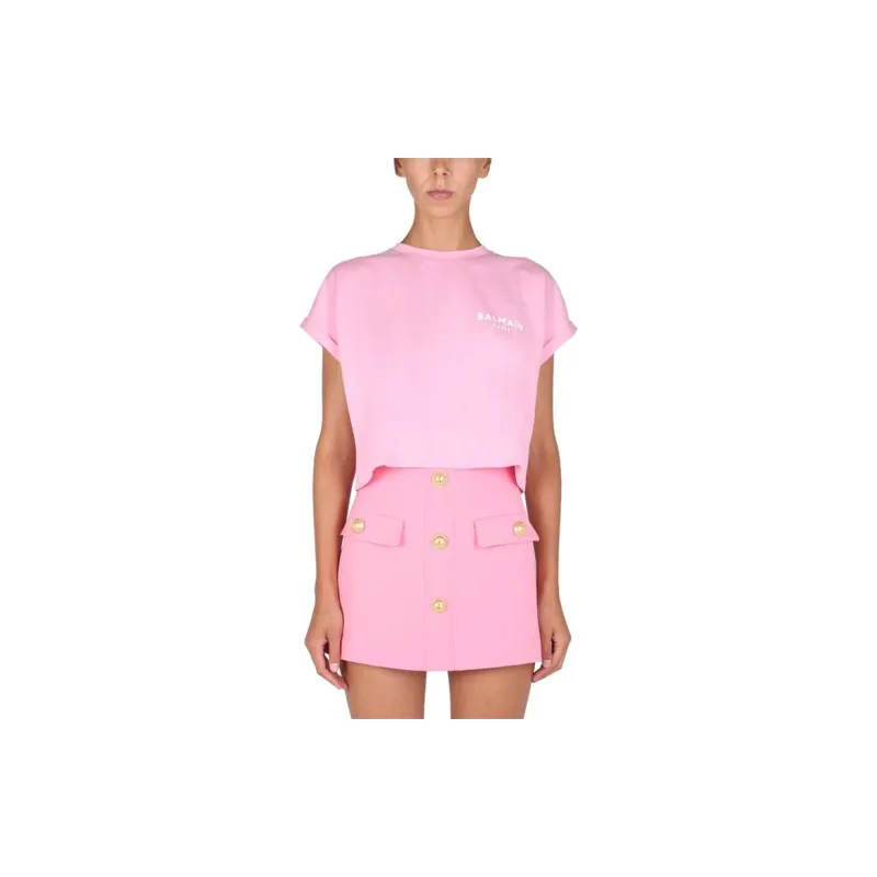 BALMAIN Crop Tops Women's Pink-4