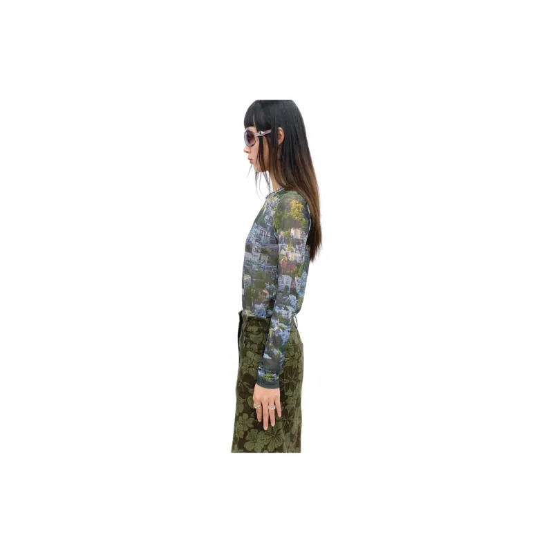 TAXIPHONE T Shirt Women's Green Print-5