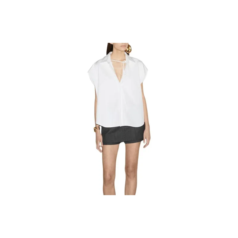 GUCCI Logo Embroidered Sleeveless Poplin Shirt-1